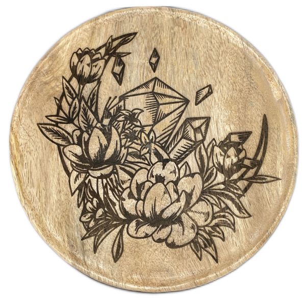 Decoratief Bord (ø19,5cm) voor Edelstenen en Kristallen - Kristal, Maan en Bloemen