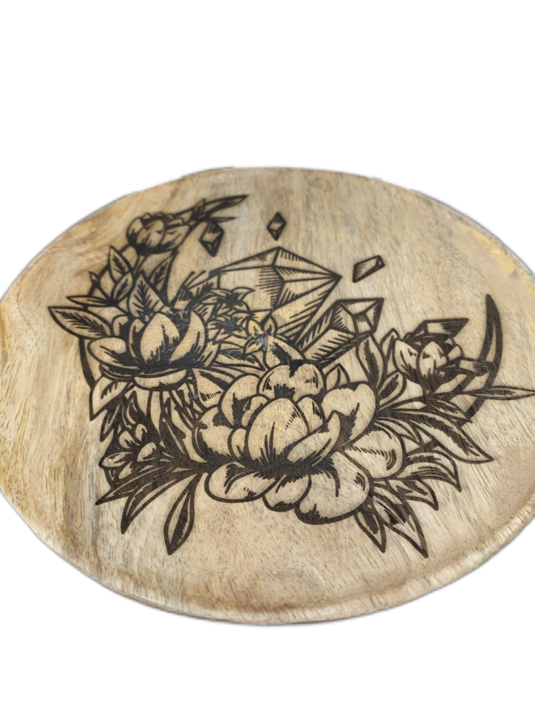 Decoratief Bord (ø19,5cm) voor Edelstenen en Kristallen - Kristal, Maan en Bloemen